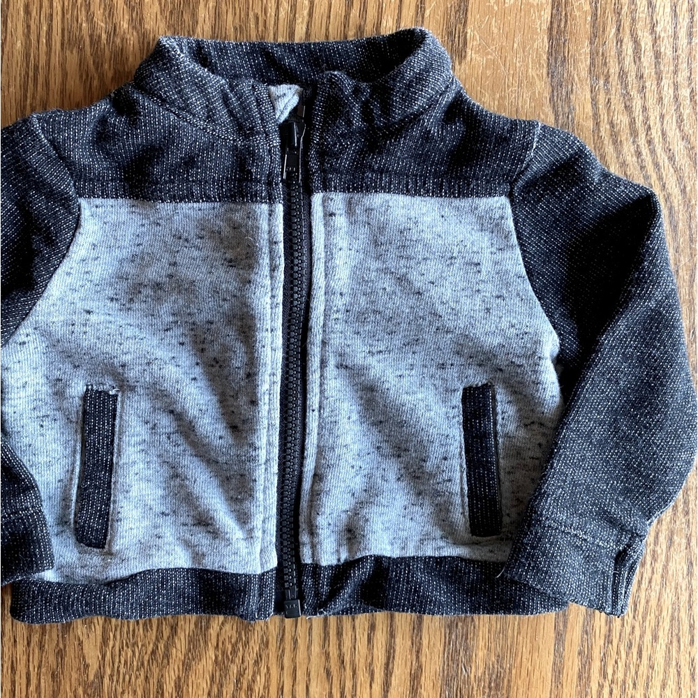 Two-Tone Gray Zip Front Jacket